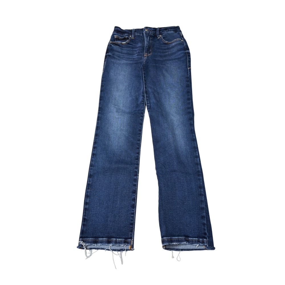 Good American Good Classic Baby Step Hem Jeans High Rise Bootcut Womens 2 26 L27